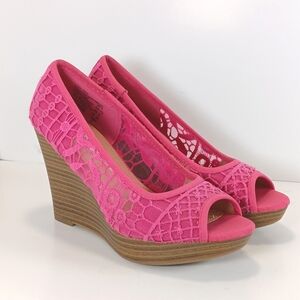 American Eagle Wedge Heels Wedges High Heel Shoes Pink Brown Size 6